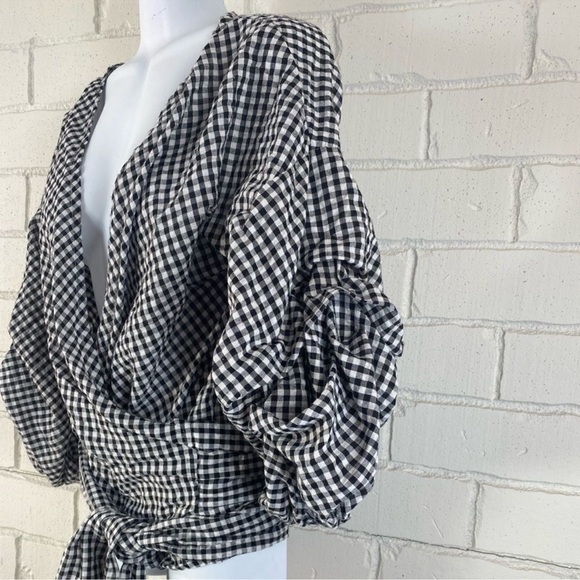 Blue Gingham Wrap Top - Picture 8 of 13